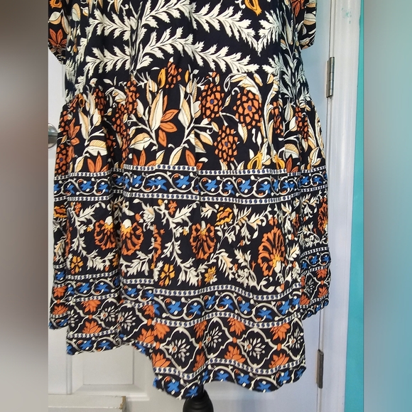 Joy Joy Brown Floral Bohemian Dress Women's Size L - Picture 3 of 13
